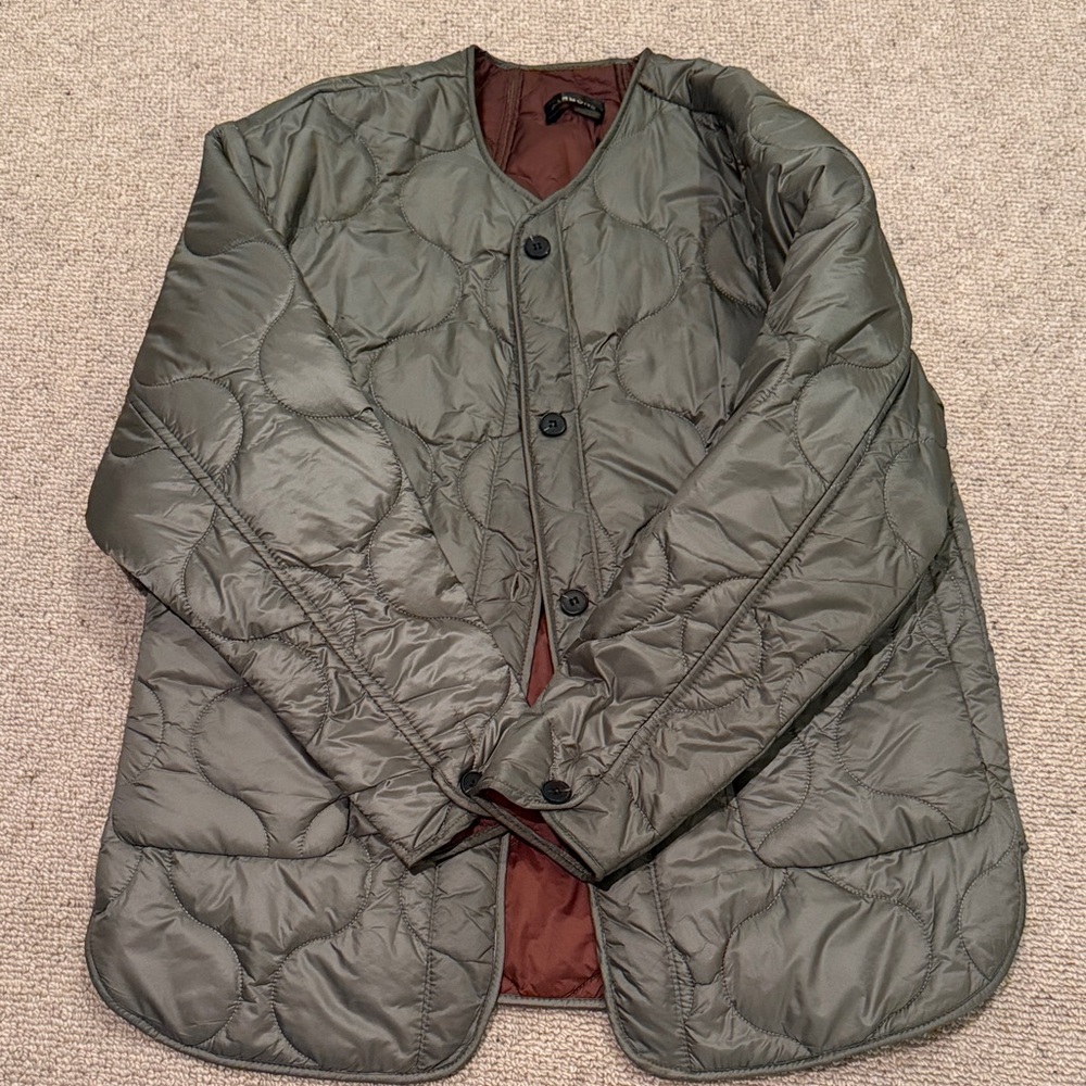 Carbon38 Lightweight Wave Quilted Jacket - Army Green Small